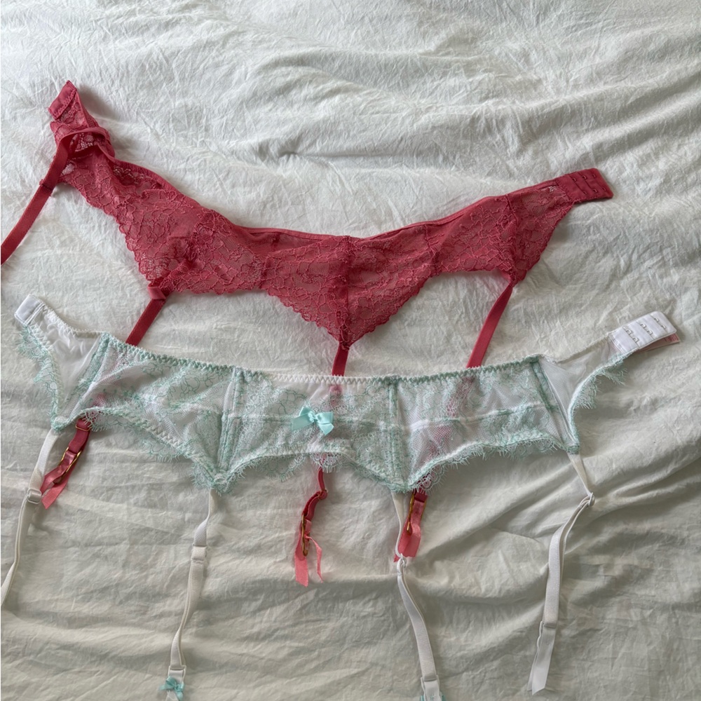 Elegant Lace Lingerie Set - Pink, Mint, and White